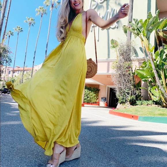 yellow boho maxi dress